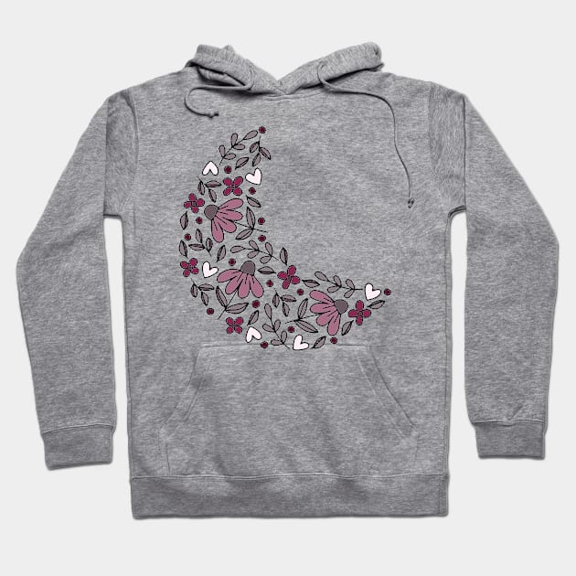 Floral/Heart Moon Hoodie by Designs by Katie Leigh